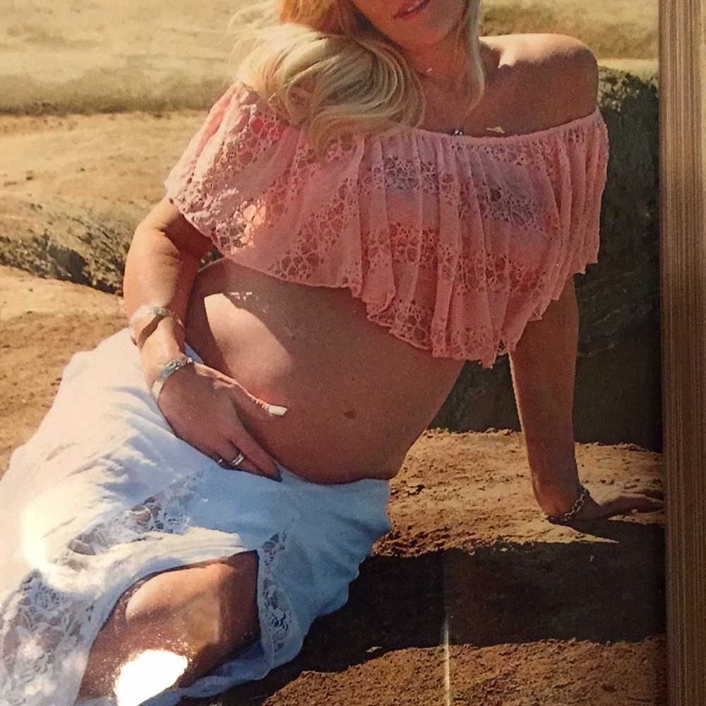 Lace coral crop top